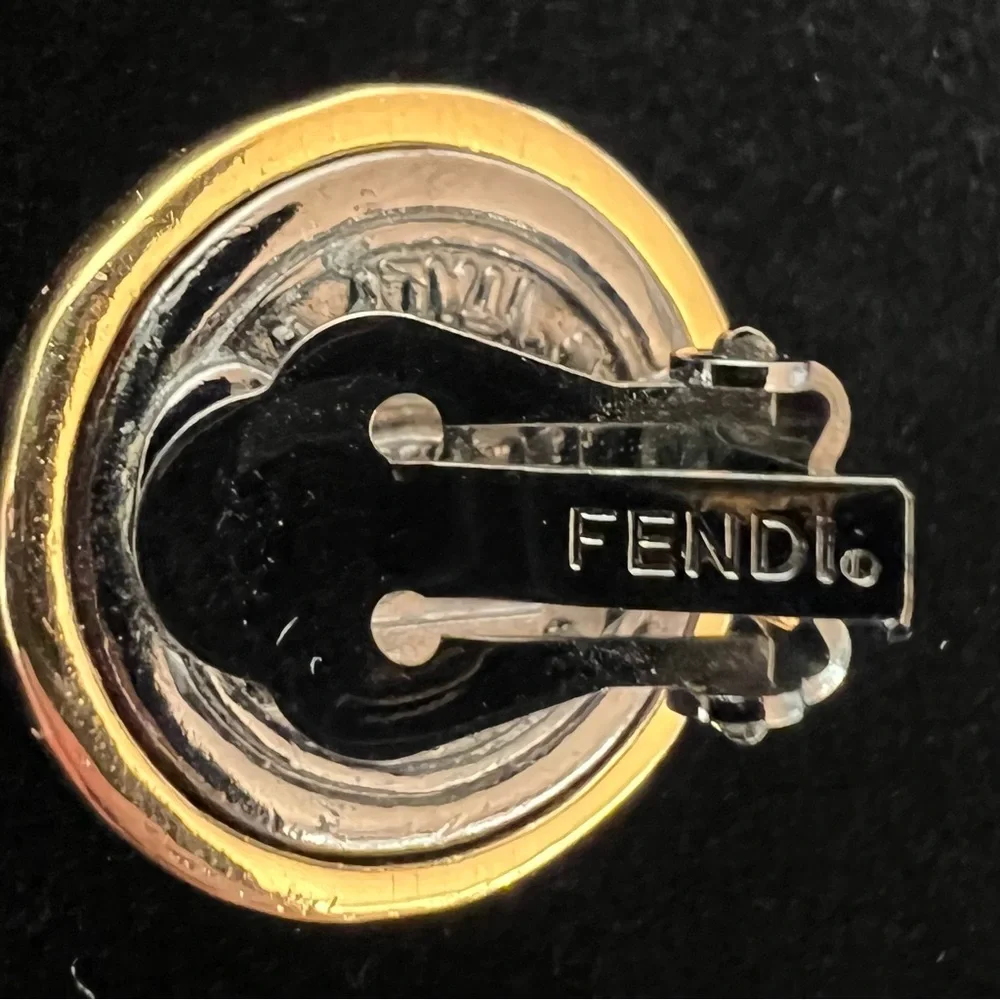 Fendi Coin Clip On Earrings Two Tone